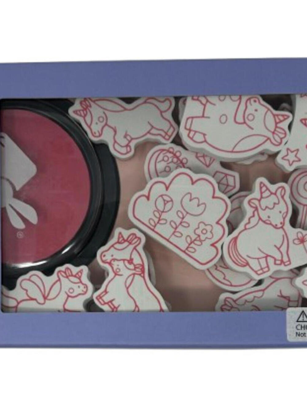 JANOD Set of 15 Unicorns Stampinoo Pink Ink Pad & Stamp Set - J07797 NEW